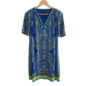 Laundry By Shelli Segal Paisley Dress Lined‎ Short Sleeve Size S